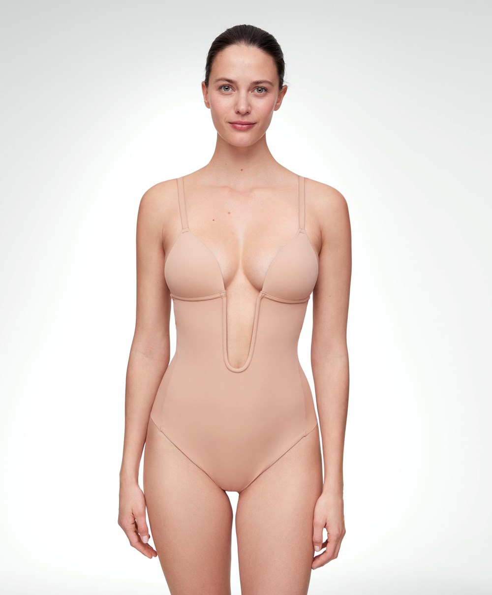 Oysho Polyamide U-neckline strappy Body Μπεζ | JCEPOM-762