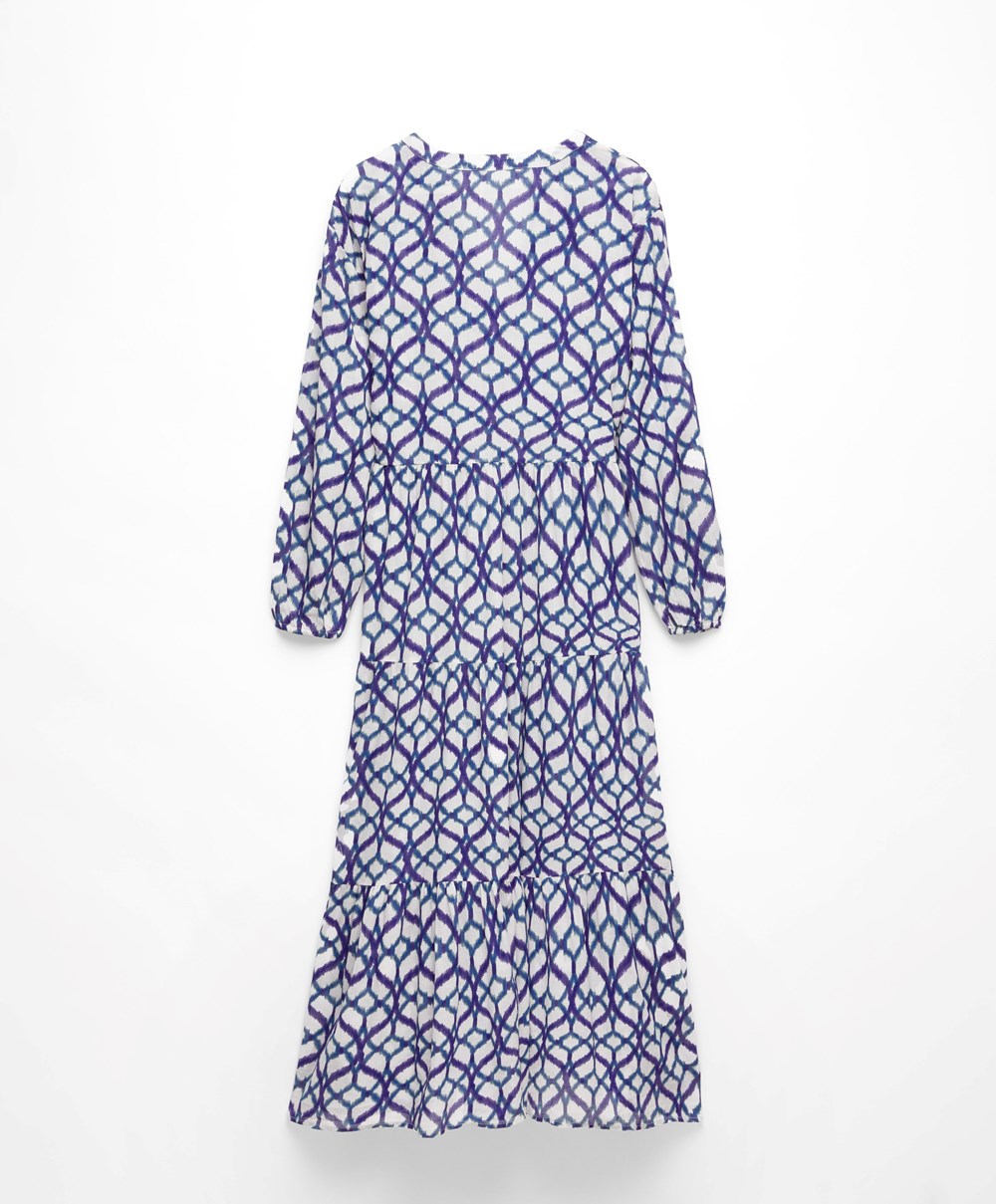 Oysho Printed 100% βαμβακερα Tunic φορεμα Ecru | FILGOH-084