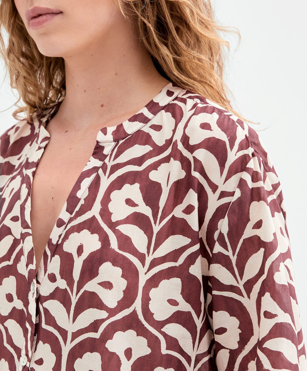 Oysho Printed 100% βαμβακερα Tunic φορεμα σοκολάτα | HXJFBO-657