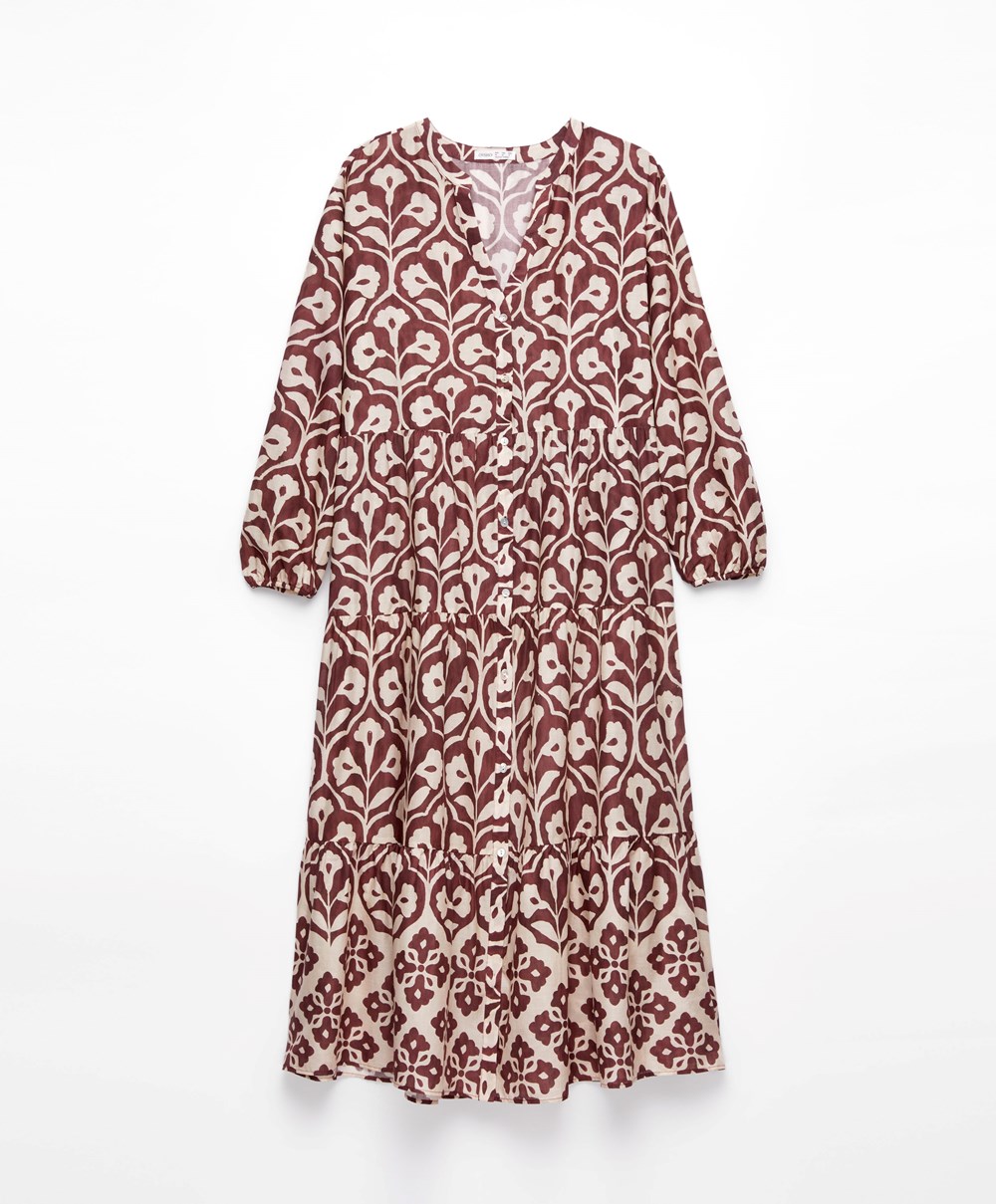 Oysho Printed 100% βαμβακερα Tunic φορεμα σοκολάτα | HXJFBO-657