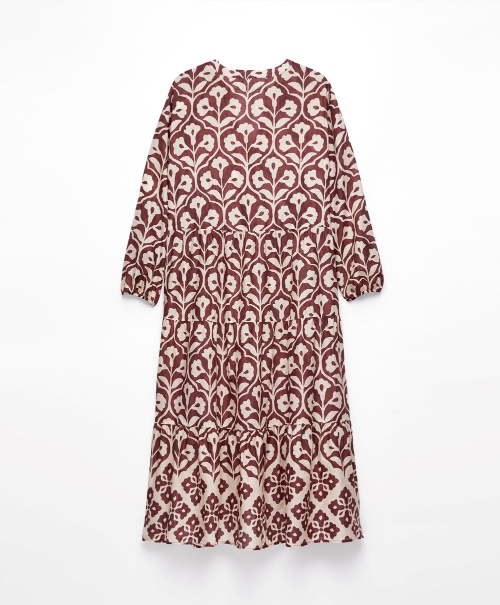 Oysho Printed 100% βαμβακερα Tunic φορεμα σοκολάτα | HXJFBO-657