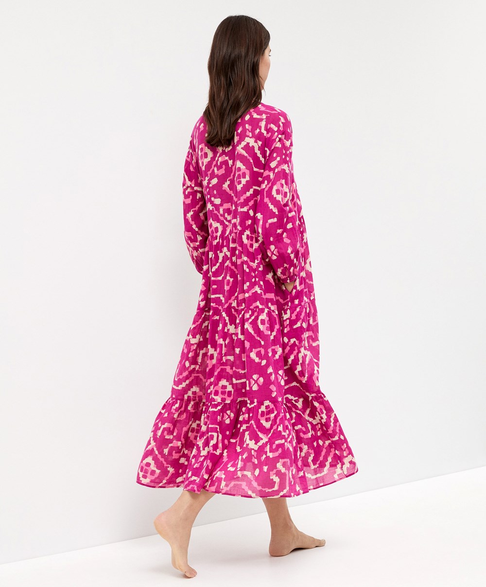 Oysho Printed 100% βαμβακερα Tunic φορεμα Bougainvillea | NZLXOU-934