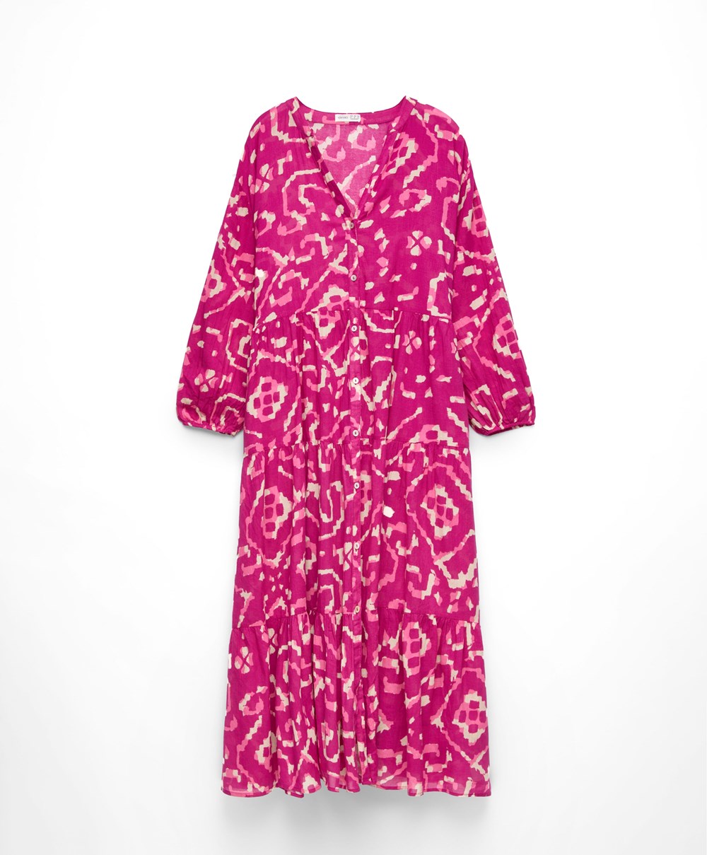 Oysho Printed 100% βαμβακερα Tunic φορεμα Bougainvillea | NZLXOU-934