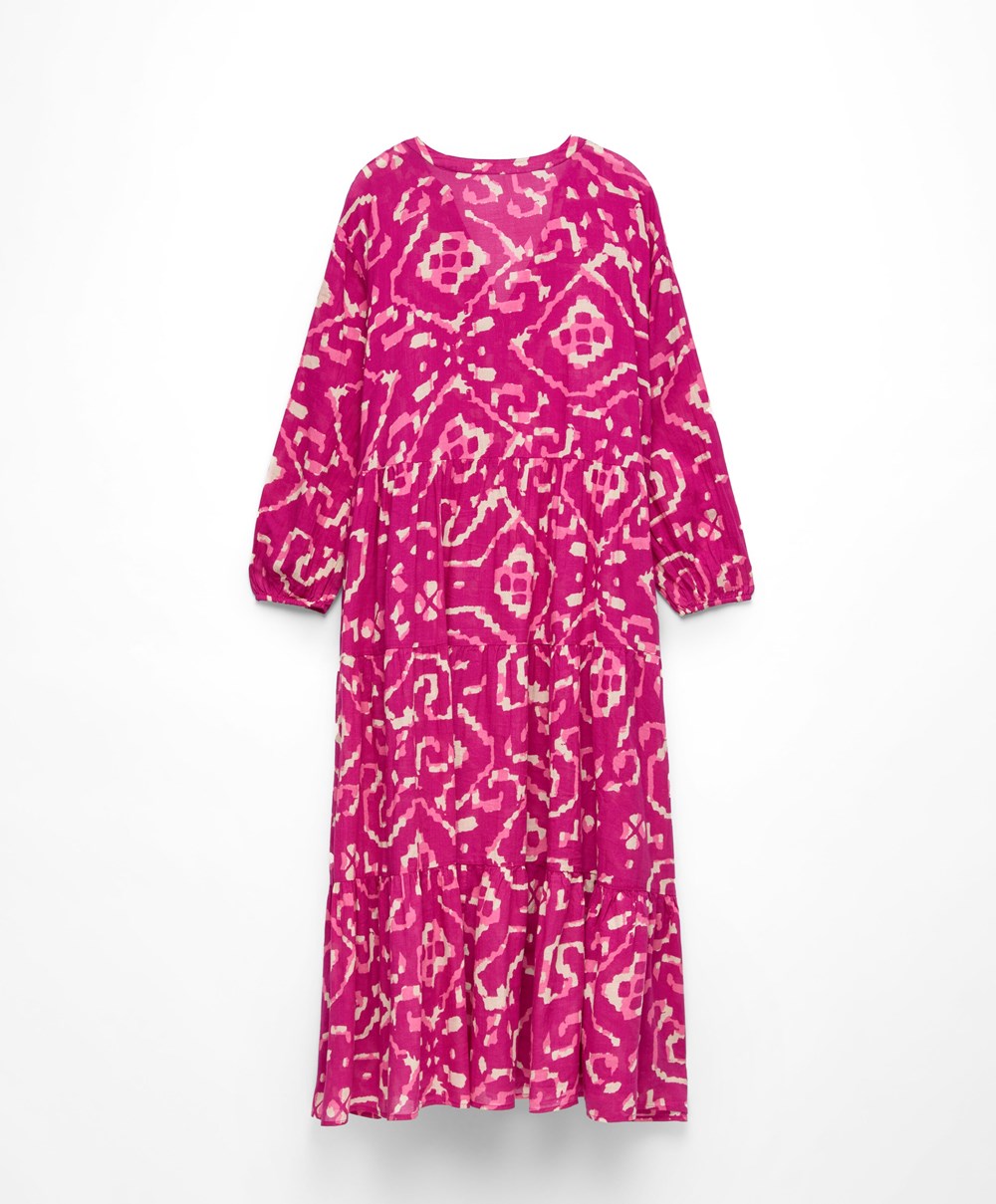 Oysho Printed 100% βαμβακερα Tunic φορεμα Bougainvillea | NZLXOU-934