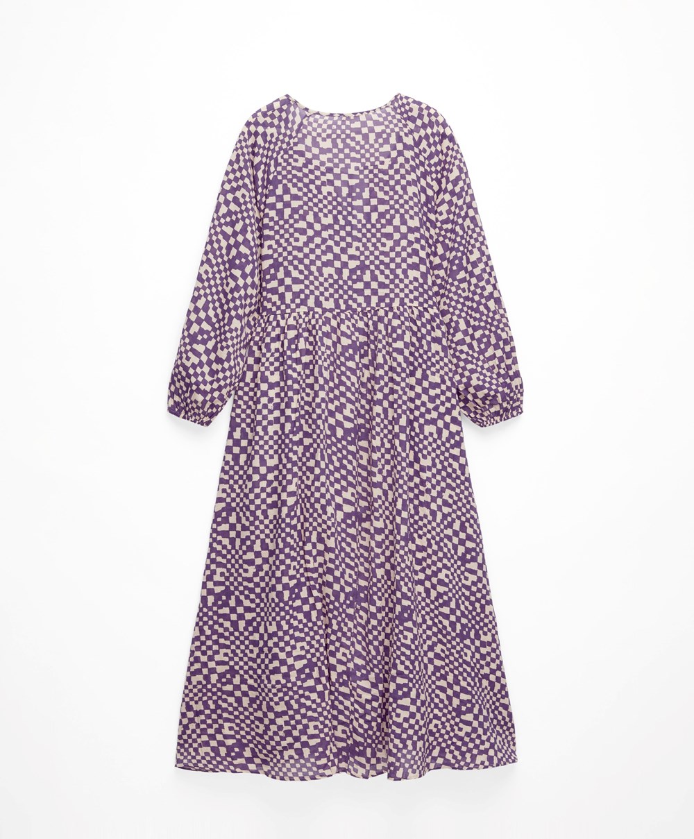 Oysho Printed 100% βαμβακερα Tunic φορεμα βαθυ μωβ | QXMEWB-375