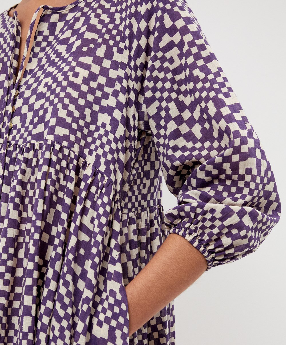 Oysho Printed 100% βαμβακερα Tunic φορεμα βαθυ μωβ | VDEWXU-041