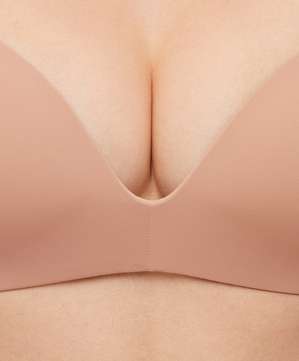 Oysho Push-up Με Επένδυση Triangle Polyamide Bra Μπεζ | LTREKO-578