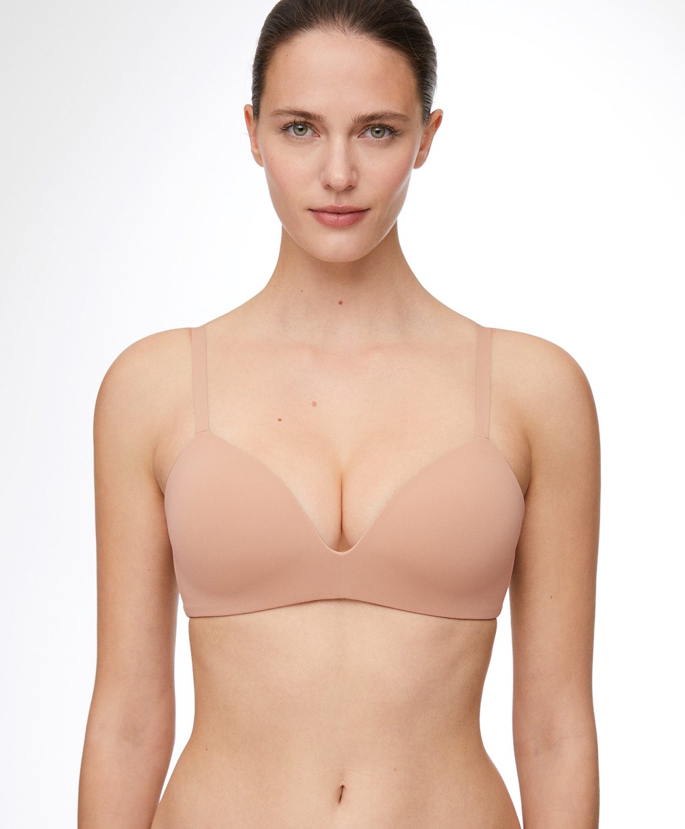 Oysho Push-up Με Επένδυση Triangle Polyamide Bra Μπεζ | LTREKO-578