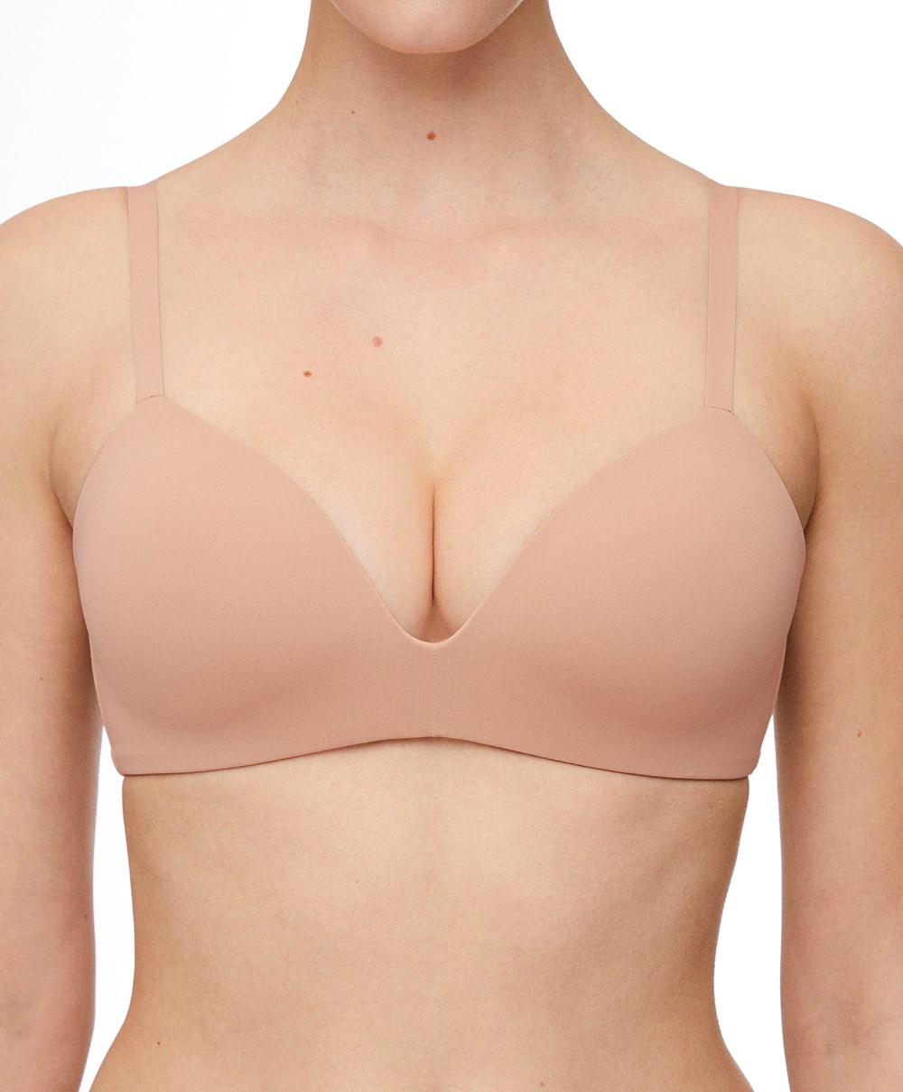 Oysho Push-up Με Επένδυση Triangle Polyamide Bra Μπεζ | LTREKO-578