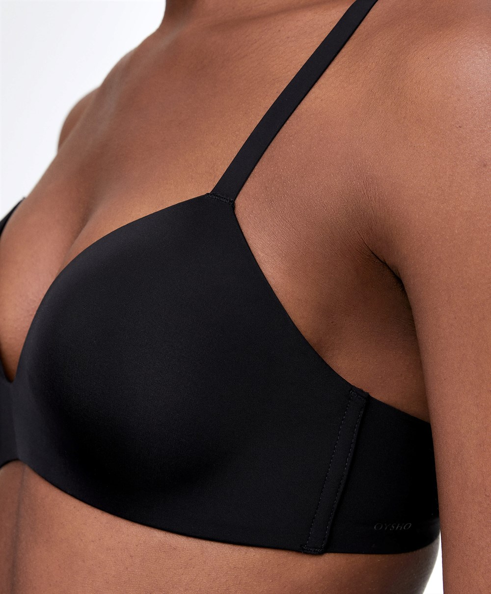 Oysho Push-up Με Επένδυση Triangle Polyamide Bra μαυρα | UPGHQZ-064