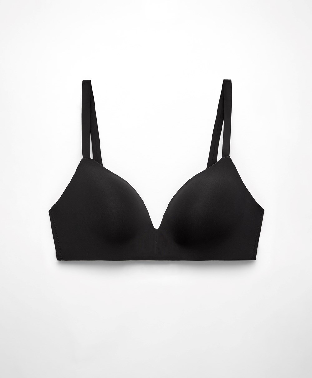 Oysho Push-up Με Επένδυση Triangle Polyamide Bra μαυρα | UPGHQZ-064