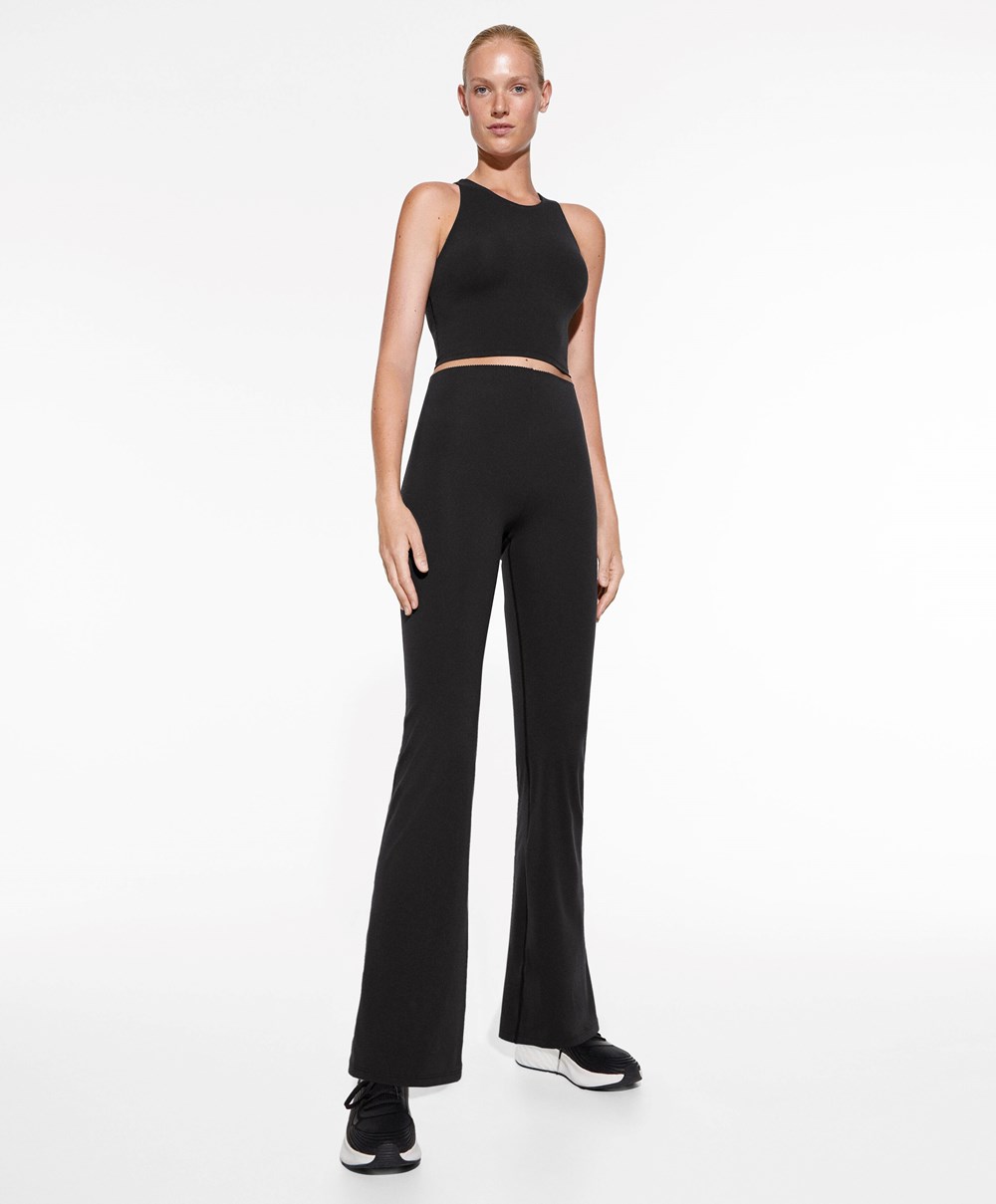 Oysho Raise Up Compressive Flare Trousers μαυρα | SDWXHJ-634