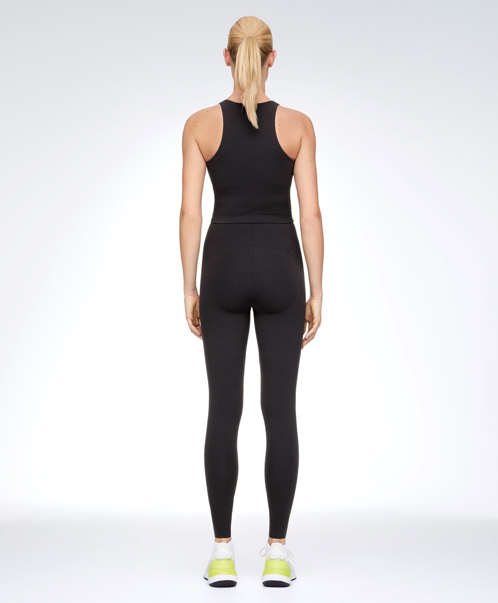 Oysho Raise Up Compressive Super-high-rise Ankle-length 65cm Leggings With Zip μαυρα | UQLTHG-036