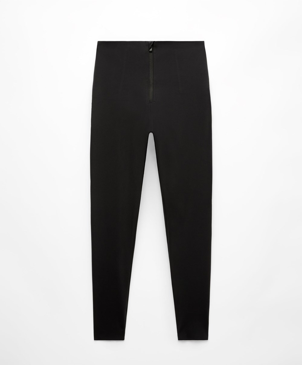 Oysho Raise Up Compressive Super-high-rise Ankle-length 65cm Leggings With Zip μαυρα | UQLTHG-036