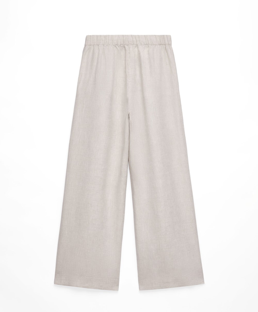 Oysho Relaxed-fit 100% Linen Trousers Sand Melange | TZXNVF-296