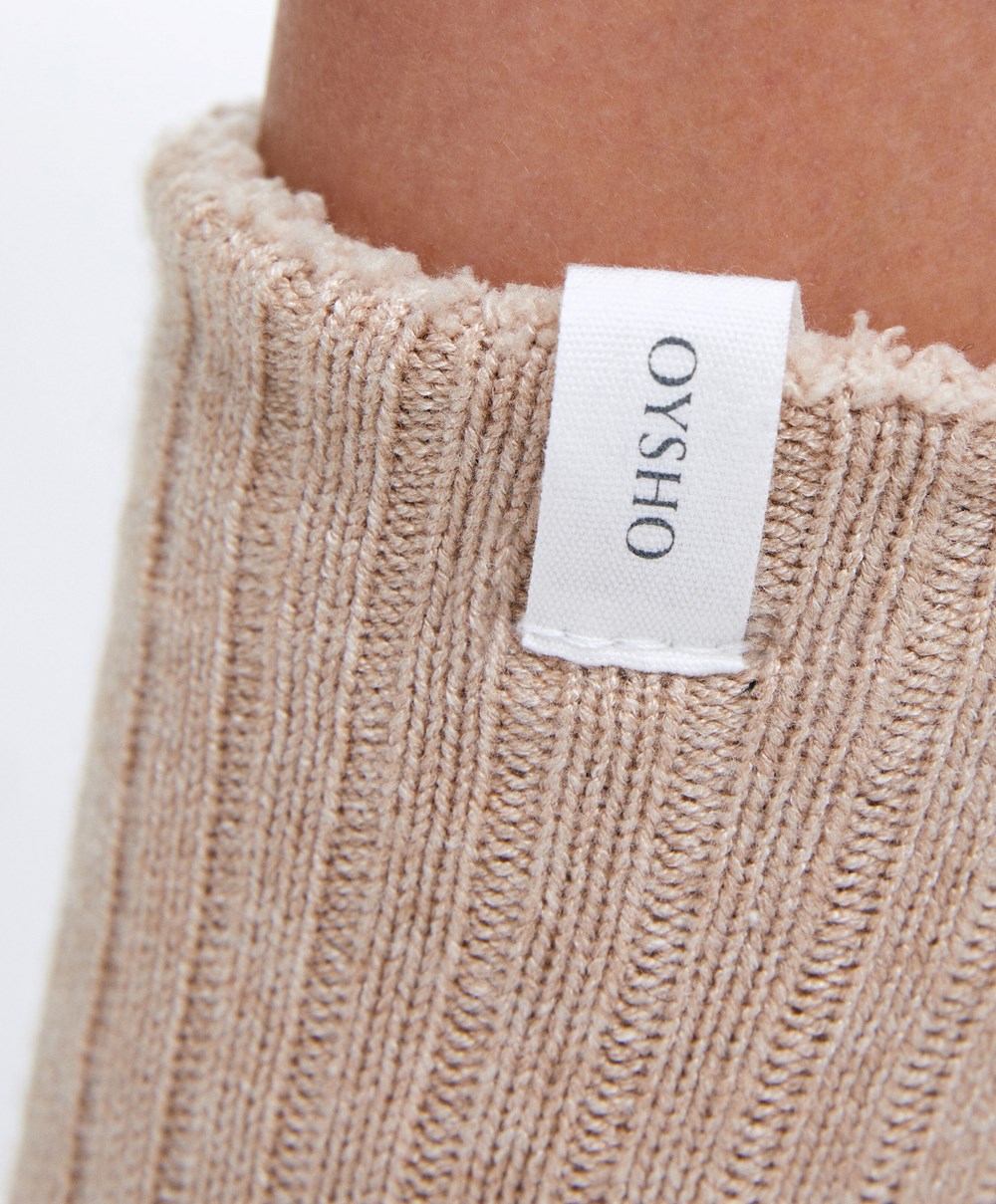 Oysho Rib κλασικα Socks Sand Melange | QDTLXA-257