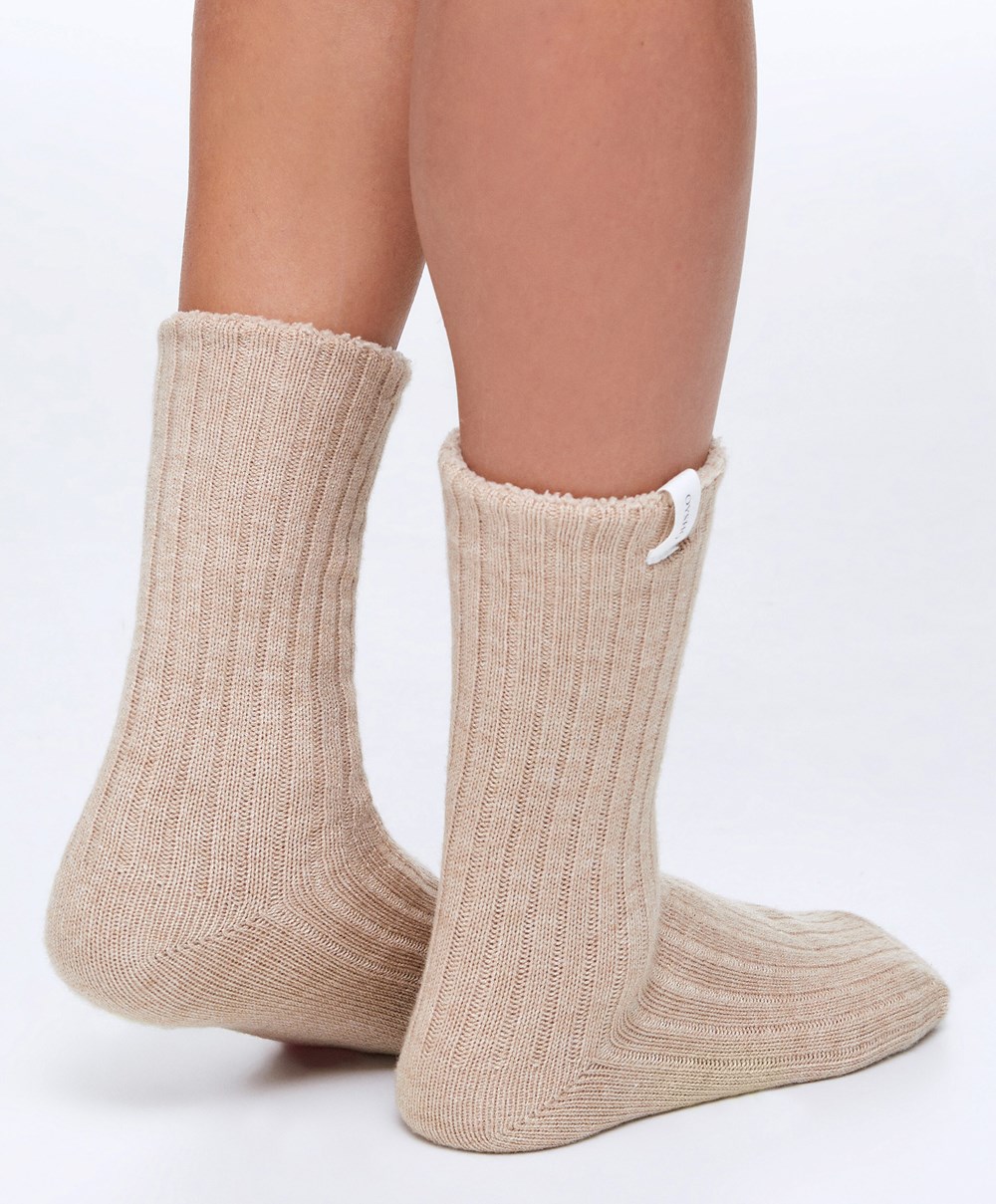 Oysho Rib κλασικα Socks Sand Melange | QDTLXA-257