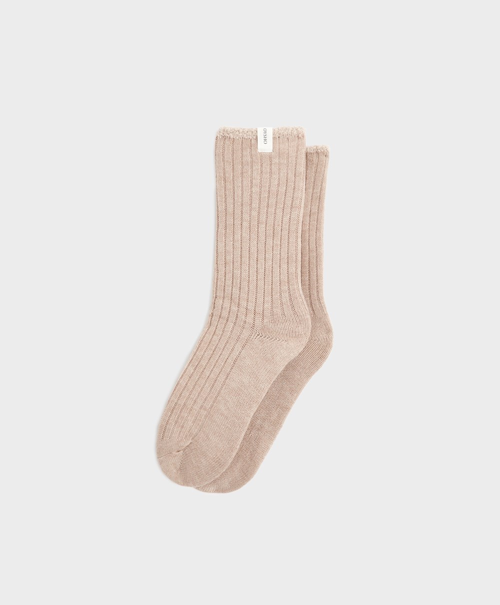 Oysho Rib κλασικα Socks Sand Melange | QDTLXA-257