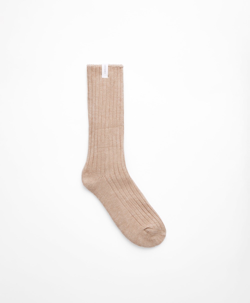 Oysho Rib κλασικα Socks Sand Melange | QDTLXA-257