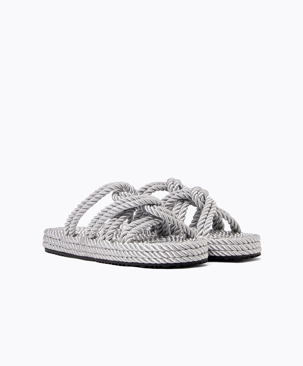 Oysho Rope Sandals Silvery | ELKOZH-829