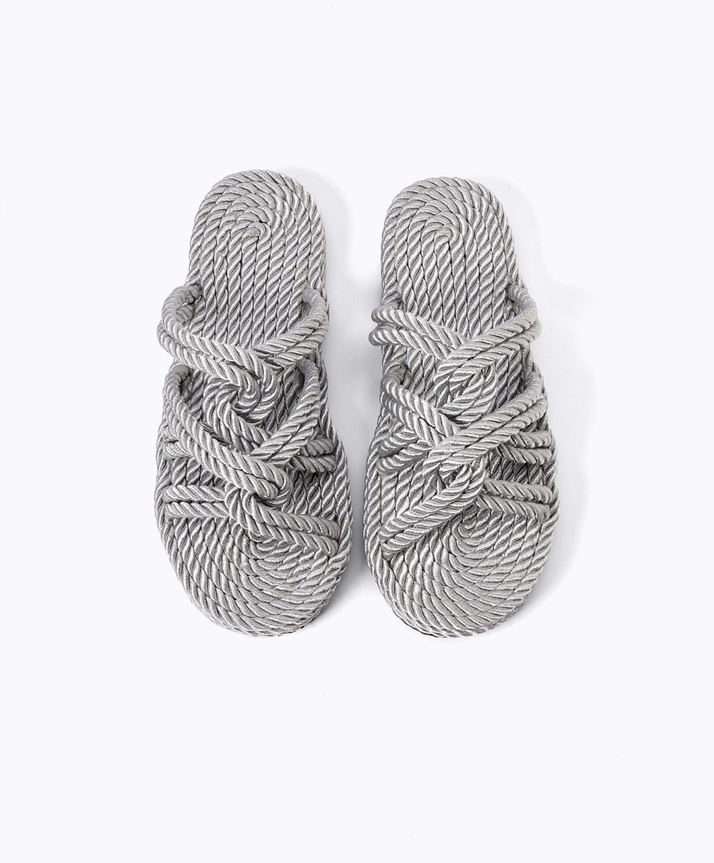 Oysho Rope Sandals Silvery | ELKOZH-829