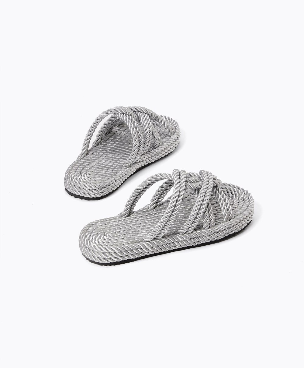 Oysho Rope Sandals Silvery | ELKOZH-829