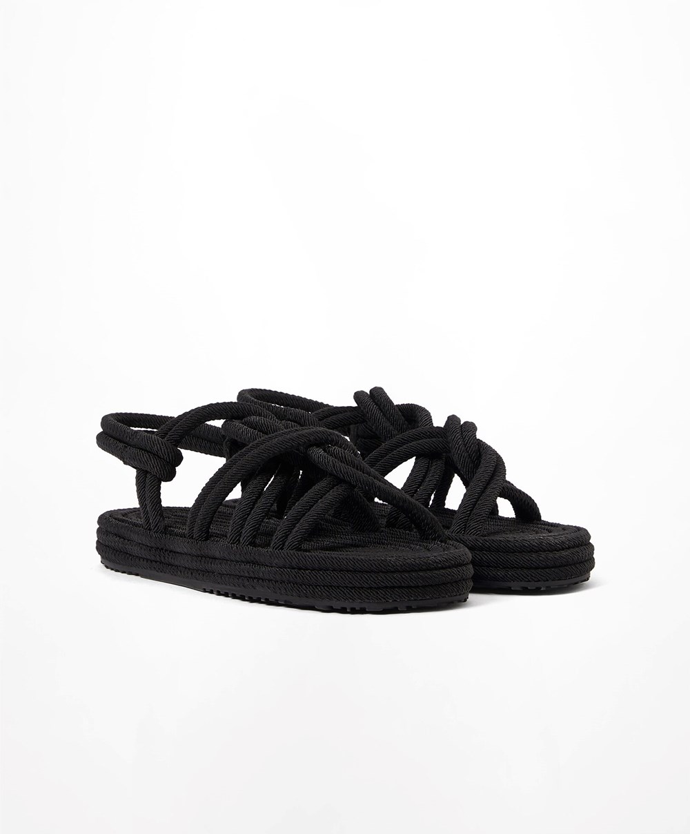 Oysho Rope Sandals μαυρα | FEZXUY-196