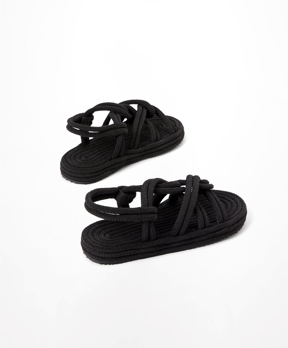 Oysho Rope Sandals μαυρα | FEZXUY-196