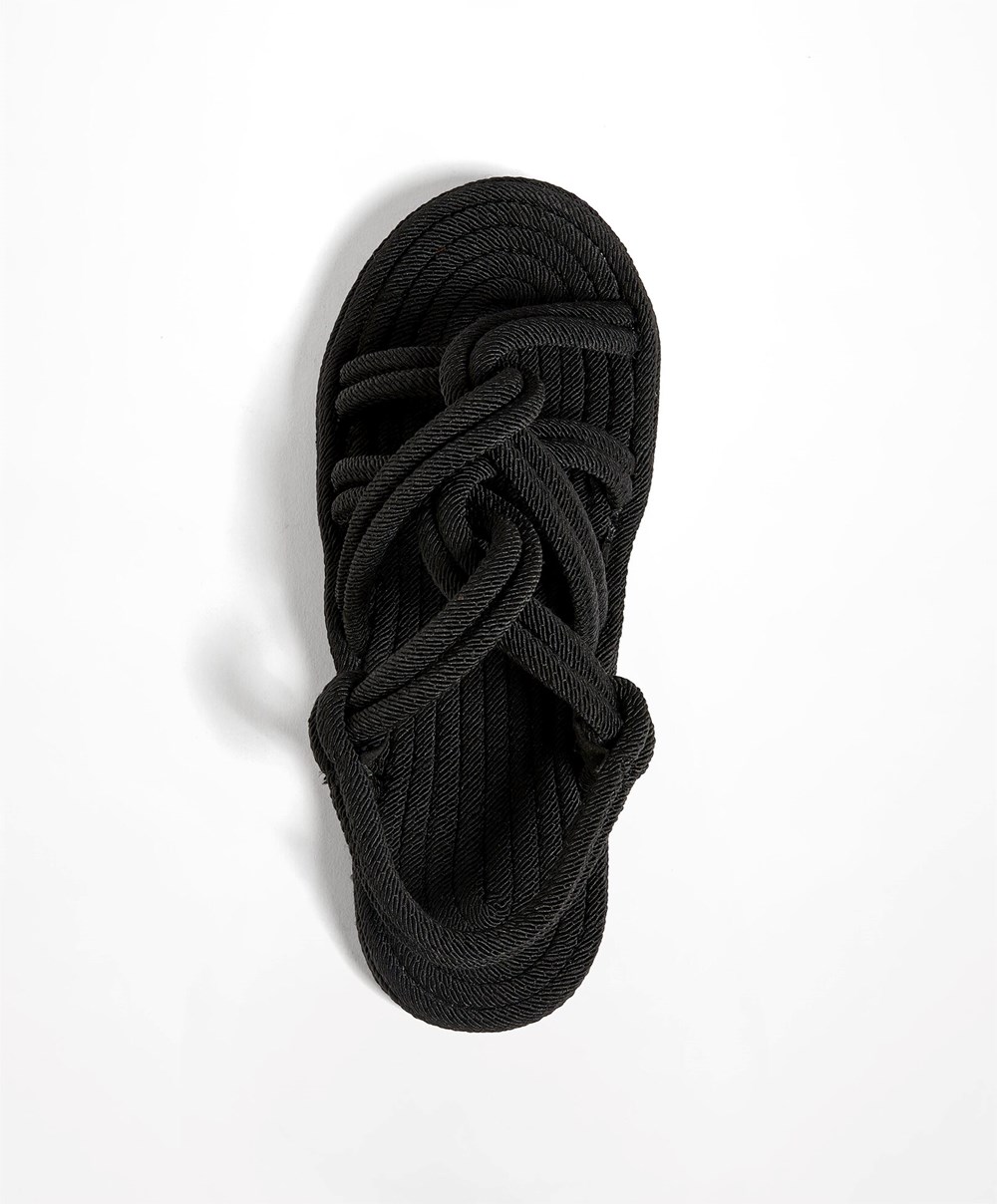 Oysho Rope Sandals μαυρα | FEZXUY-196