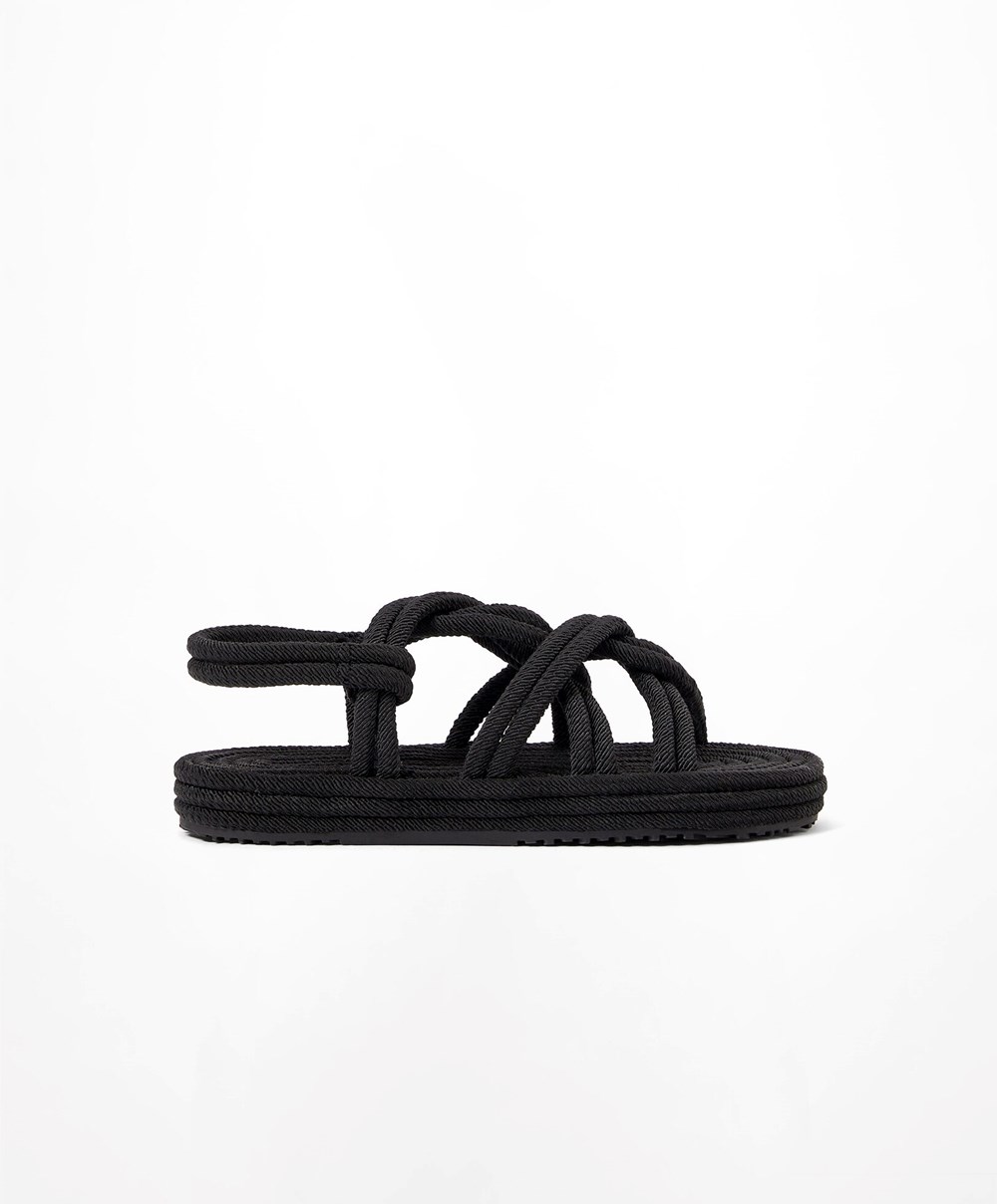 Oysho Rope Sandals μαυρα | FEZXUY-196