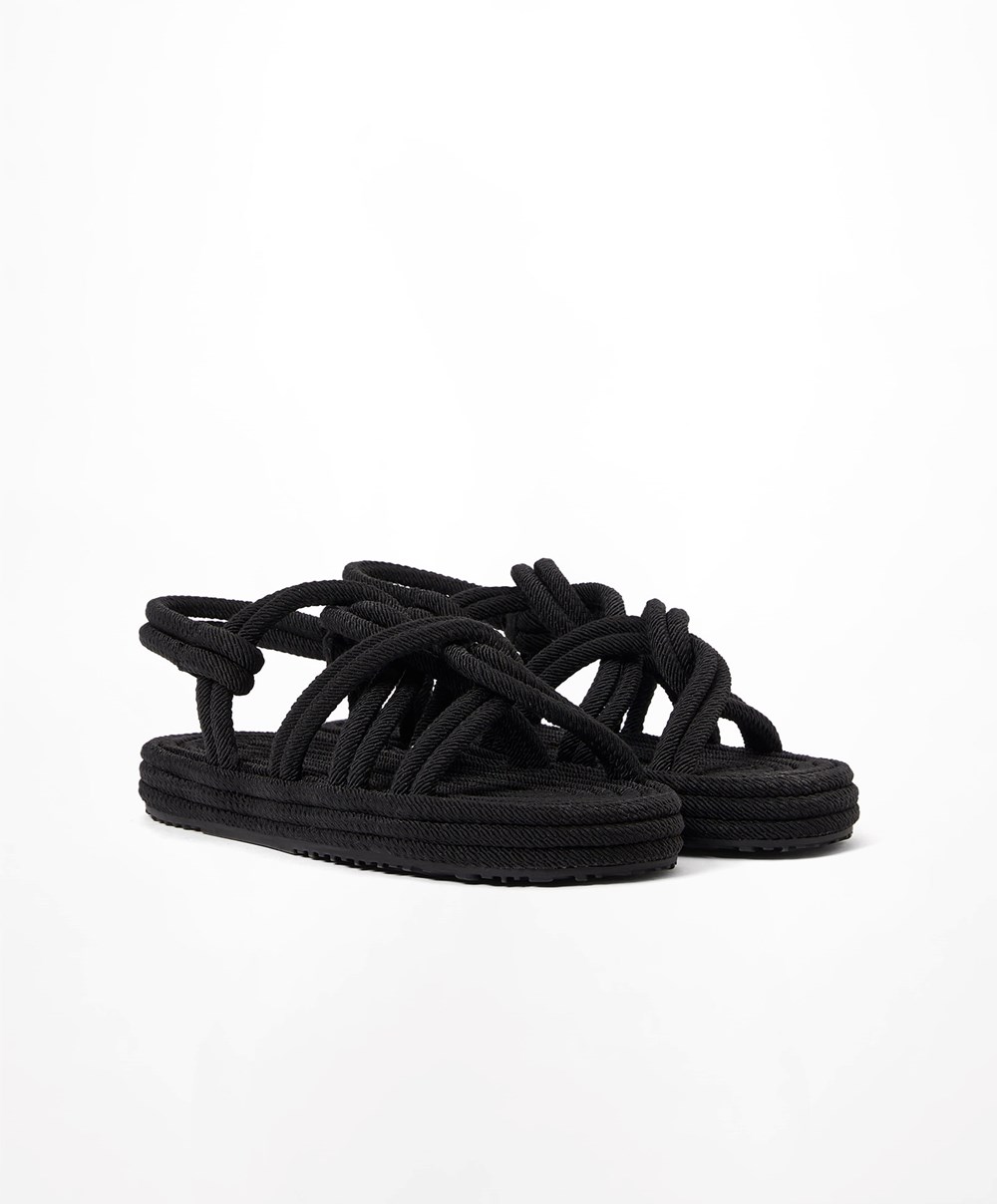 Oysho Rope Sandals μαυρα | WJKMZU-651