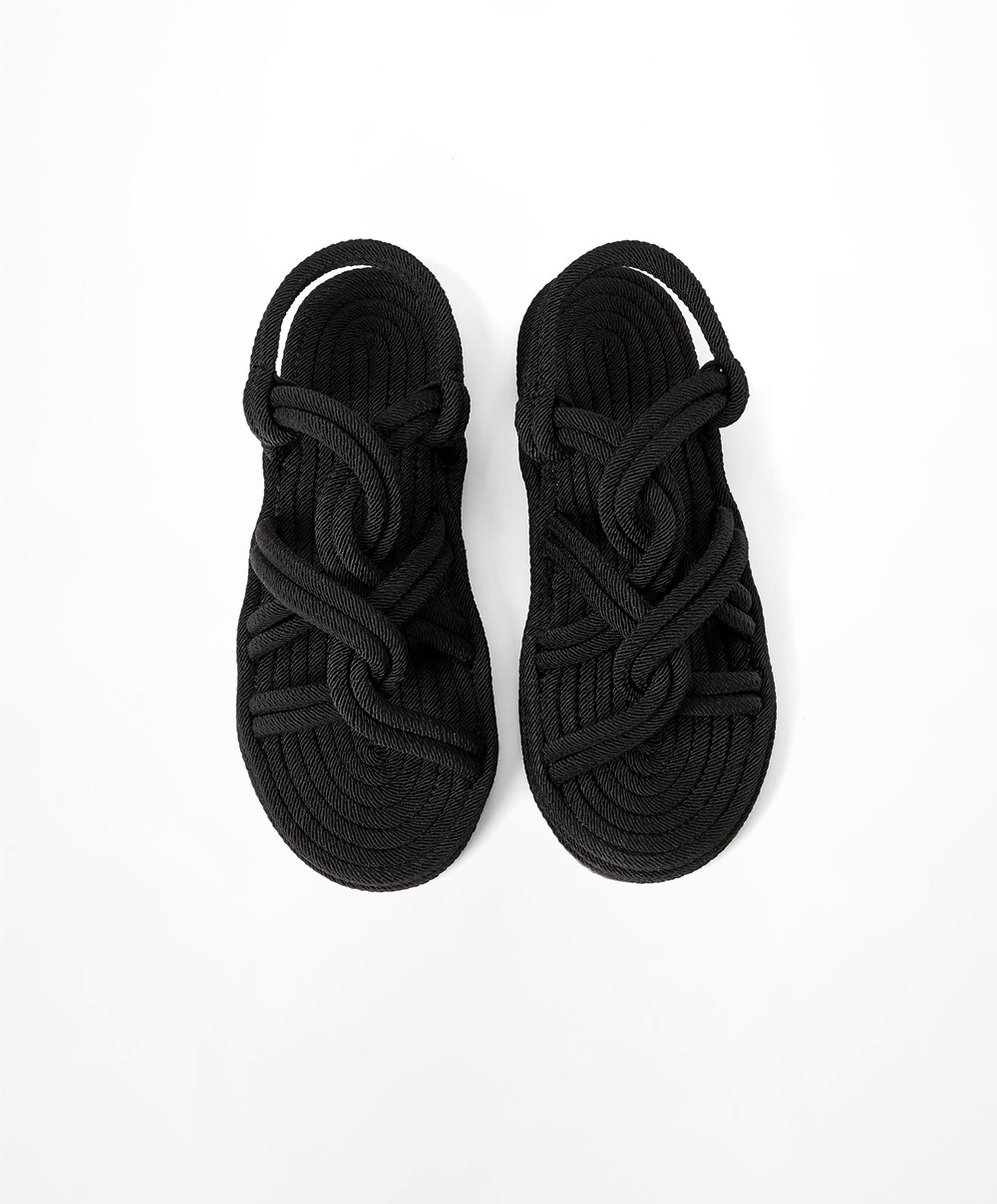 Oysho Rope Sandals μαυρα | WJKMZU-651