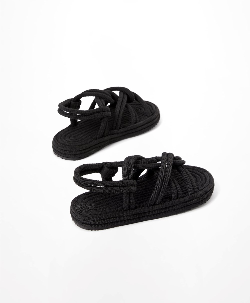 Oysho Rope Sandals μαυρα | WJKMZU-651