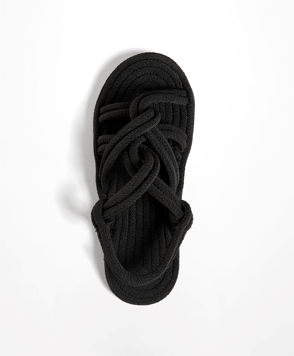 Oysho Rope Sandals μαυρα | WJKMZU-651