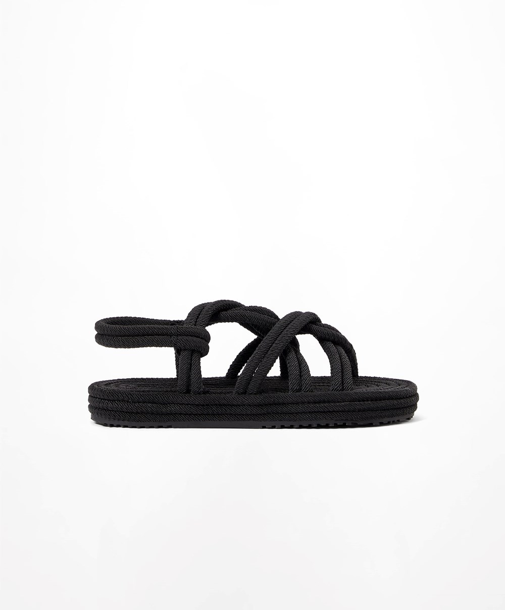 Oysho Rope Sandals μαυρα | WJKMZU-651