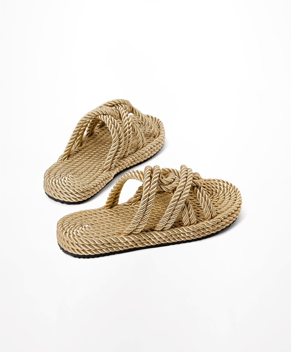 Oysho Rope Sandals χρυσο χρωμα | OALZBE-263