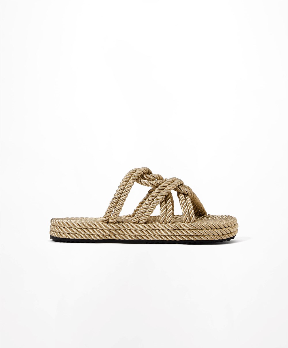 Oysho Rope Sandals χρυσο χρωμα | OALZBE-263