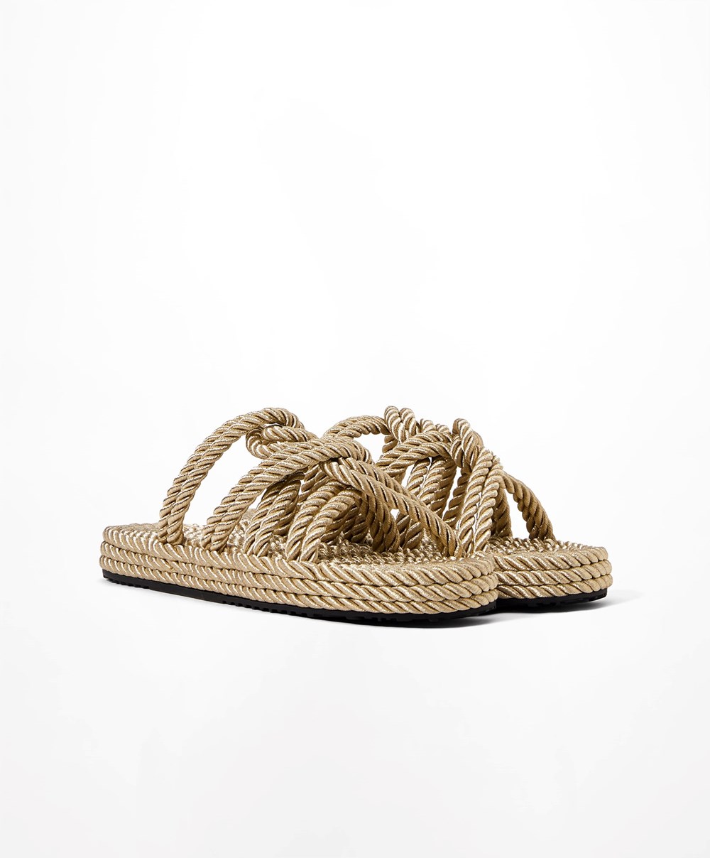 Oysho Rope Sandals χρυσο χρωμα | UGBJLR-065