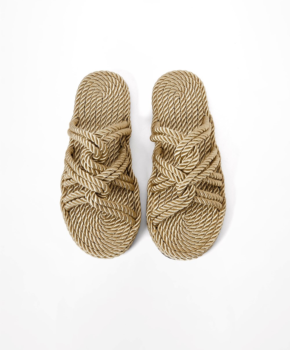 Oysho Rope Sandals χρυσο χρωμα | UGBJLR-065