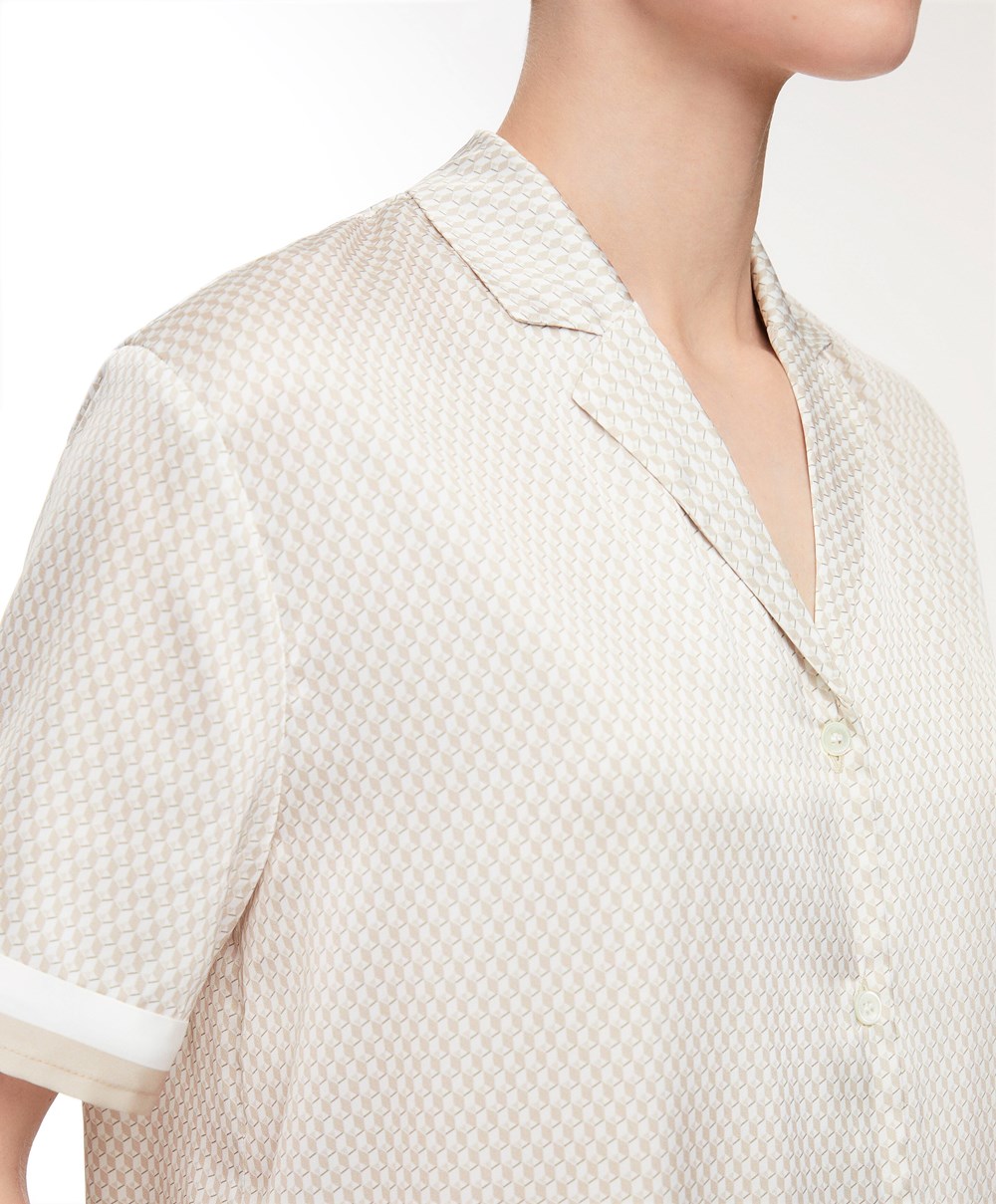 Oysho Satin κοντο-sleeved Shirt Barley | DRMWEA-014