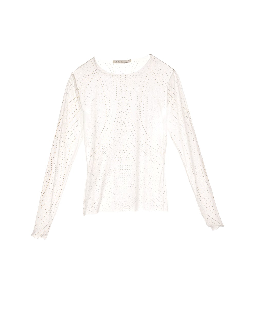 Oysho Semi-sheer Dotted Top Cream-white | KSDOAM-612