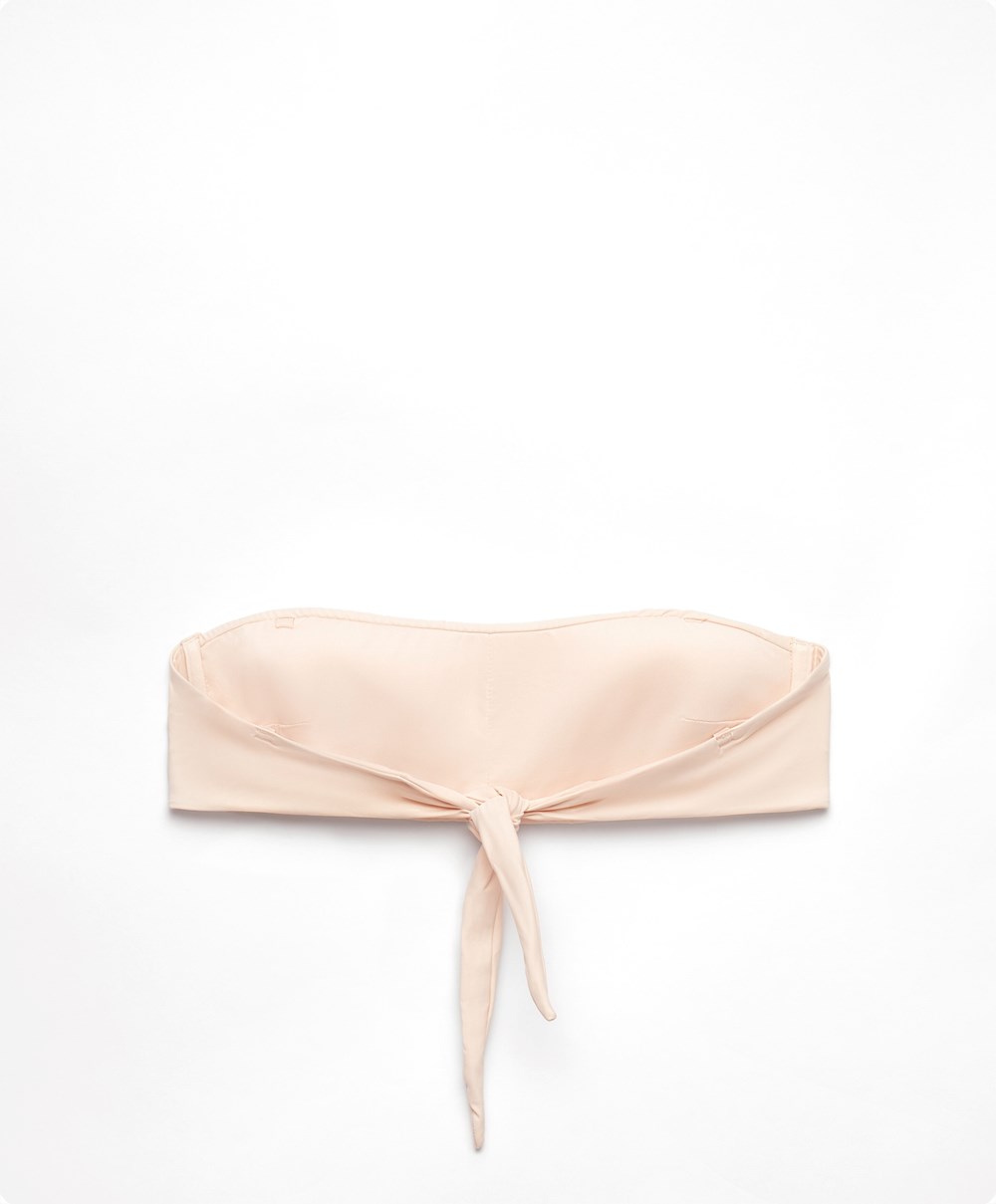 Oysho Sequinned Flowers Bandeau Μπικίνι Top Pink-ecru | GZNCES-758