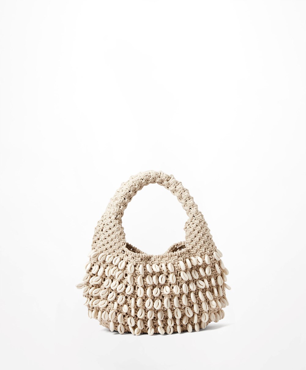 Oysho Shell Handbag With Handle Natural | DNFTEO-358