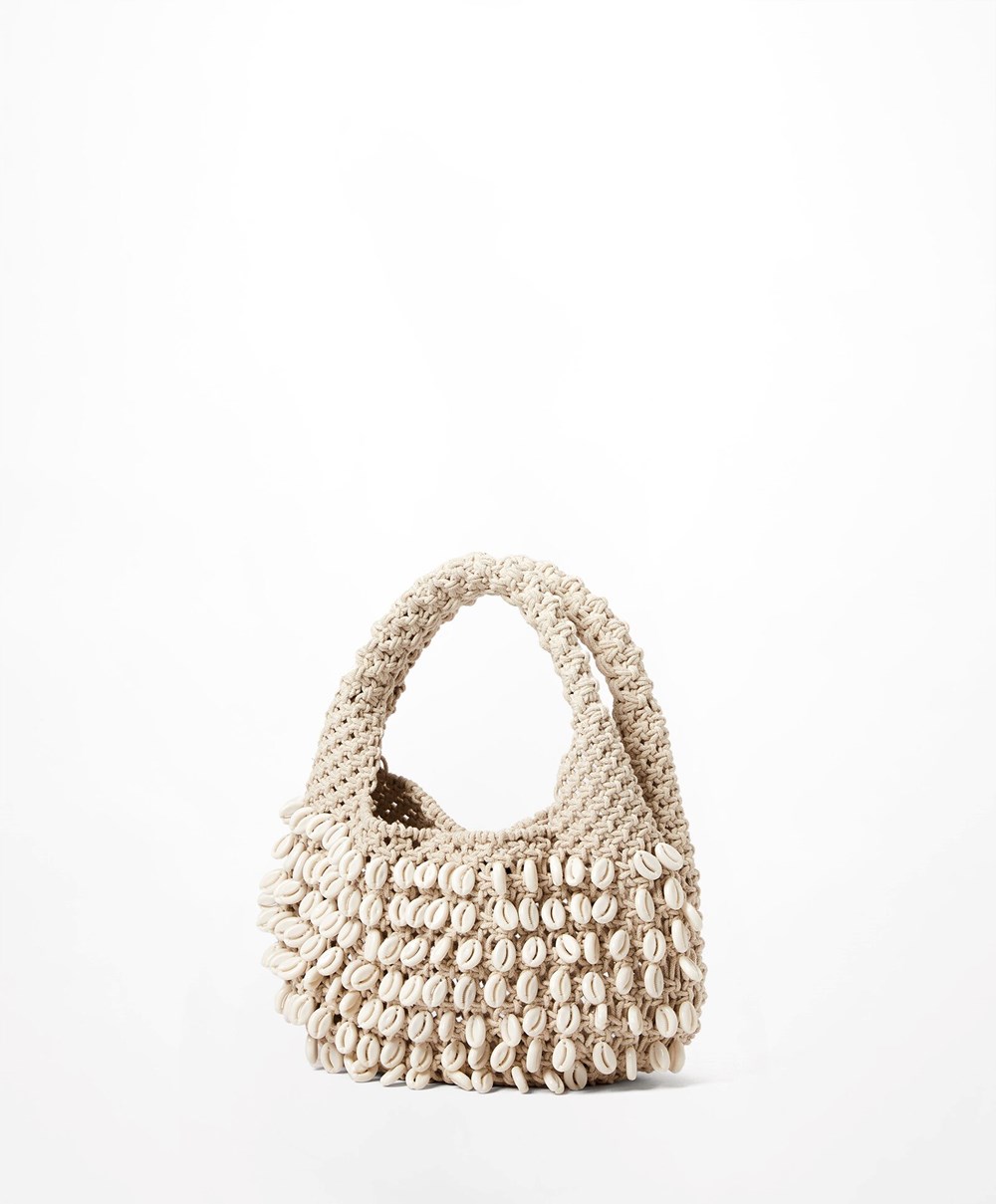 Oysho Shell Handbag With Handle Natural | DNFTEO-358