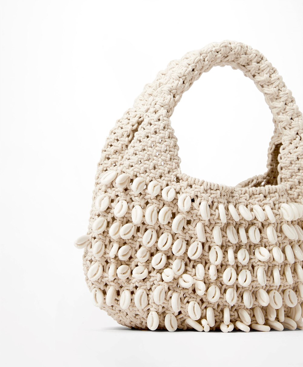 Oysho Shell Handbag With Handle Natural | DNFTEO-358