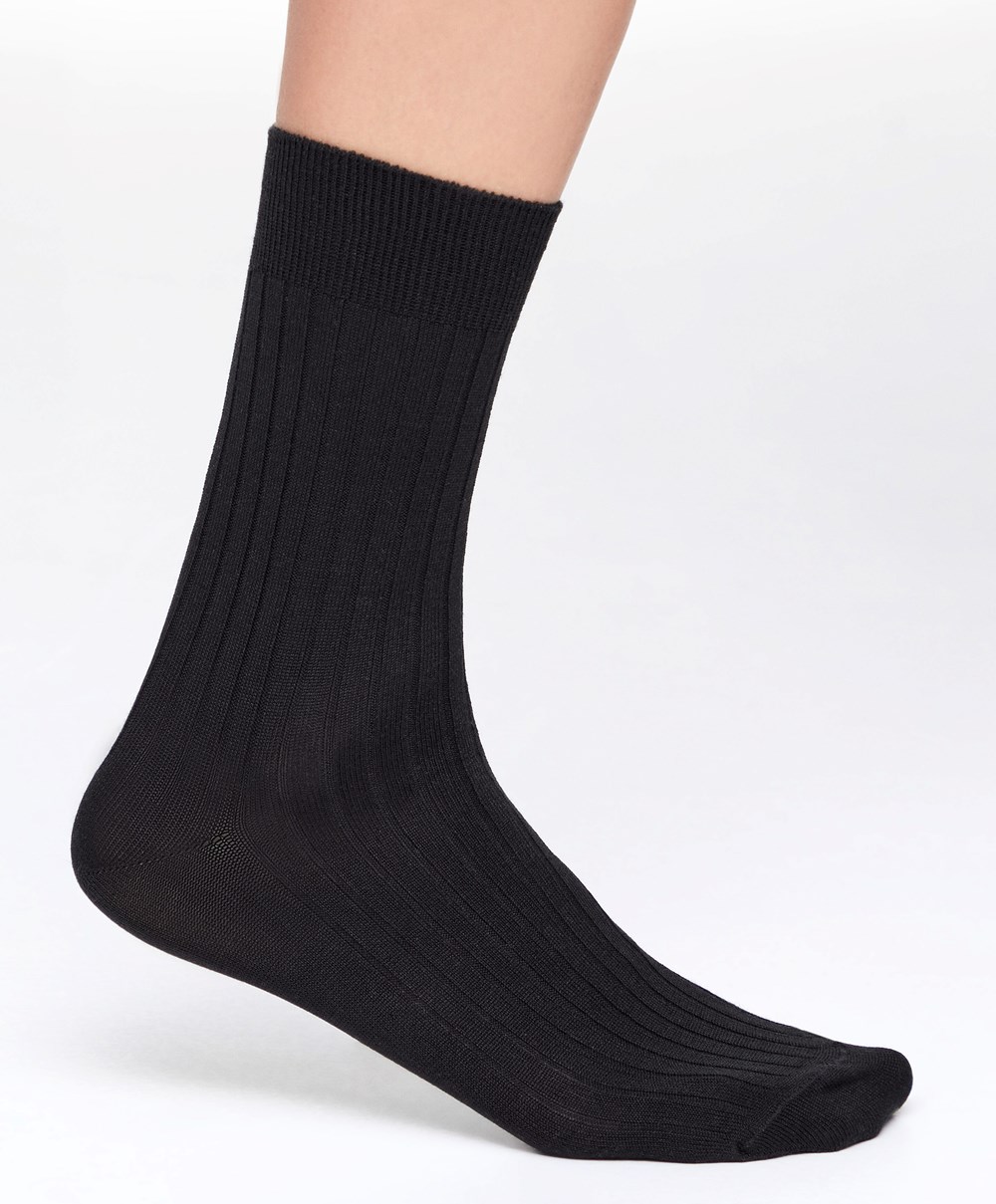 Oysho Silk κλασικα Socks μαυρα | XAOWYE-416