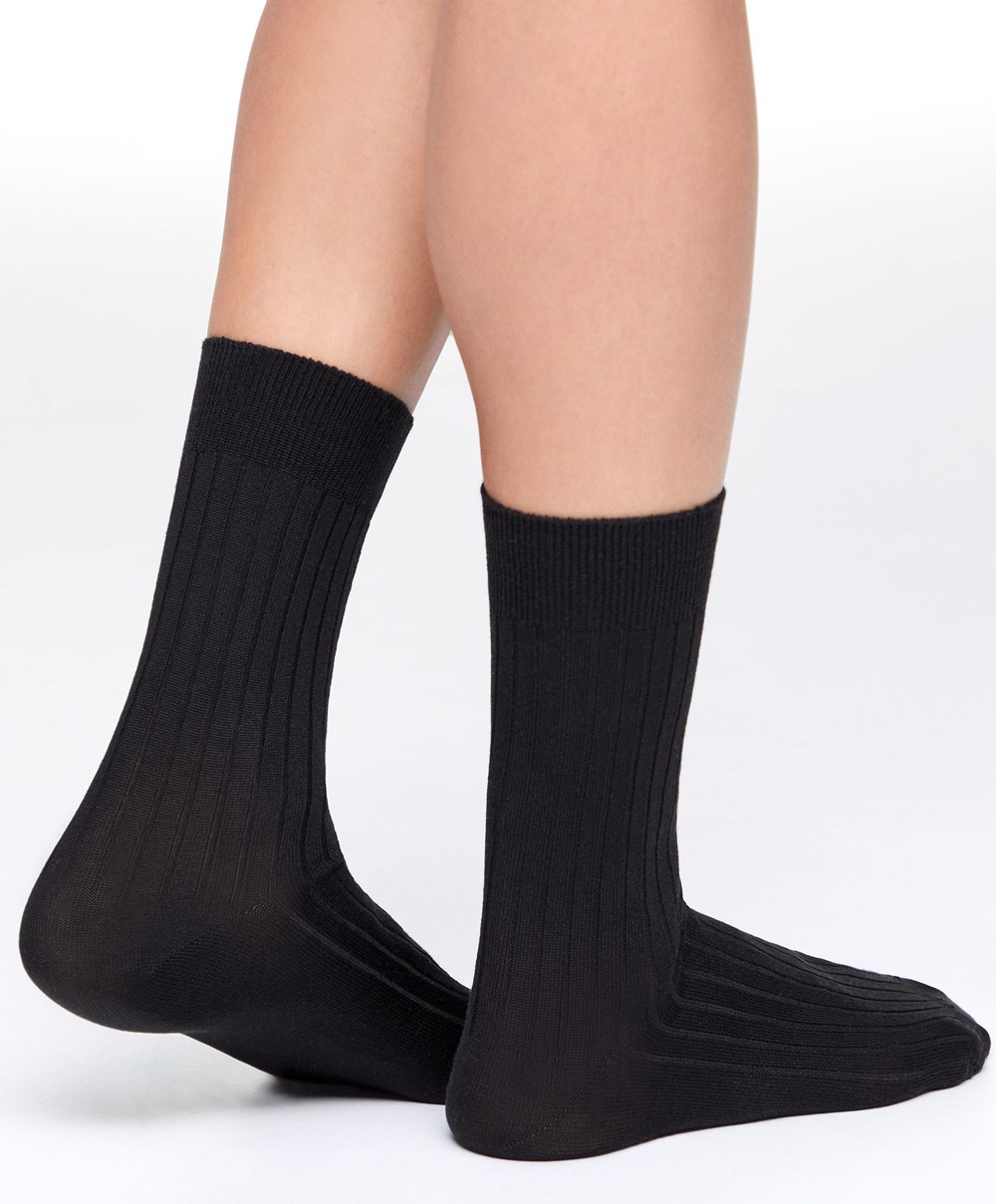 Oysho Silk κλασικα Socks μαυρα | XAOWYE-416