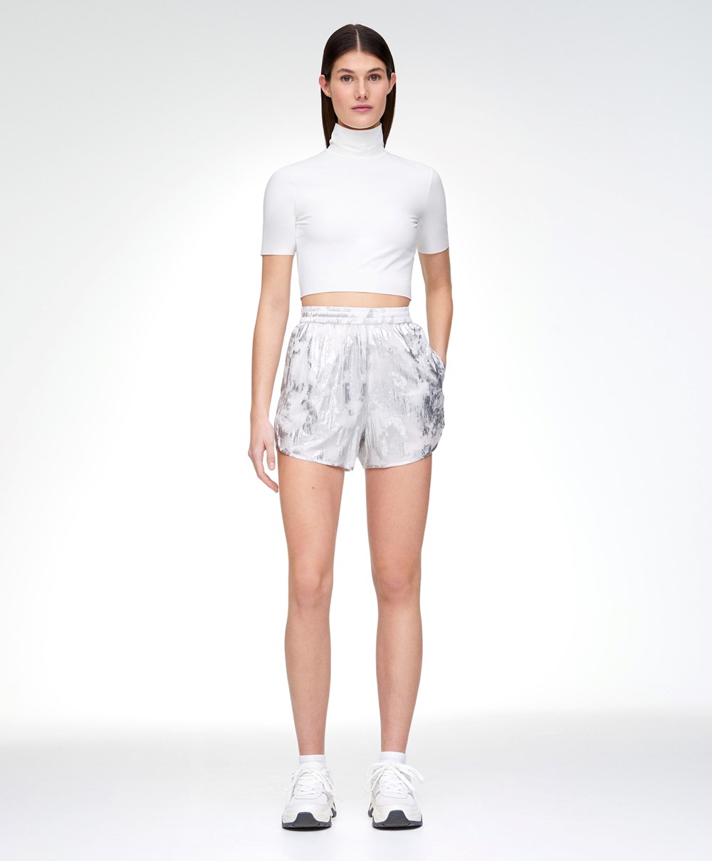 Oysho Silver Shorts ασημι | EZYFOB-619