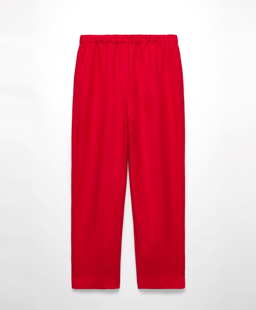 Oysho Slim Fit Linen Trousers κοκκινα | SOTUWJ-345