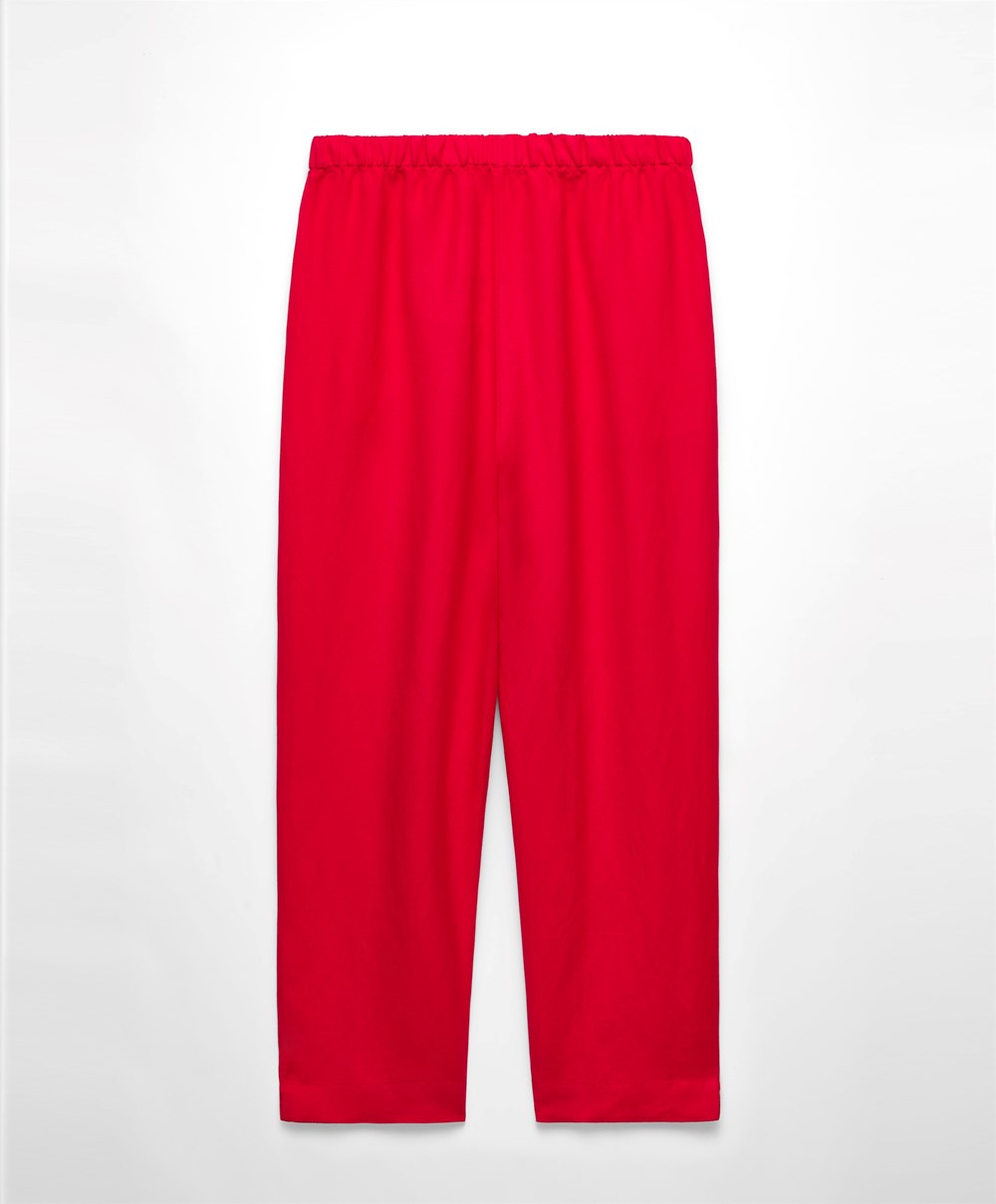 Oysho Slim Fit Linen Trousers κοκκινα | SOTUWJ-345